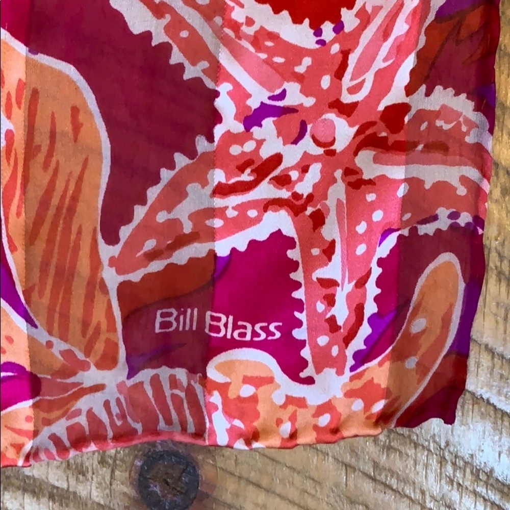 Bill Blass silk scarf with sea life (seashells, fish, starfish, etc.) - Picture 3 of 10